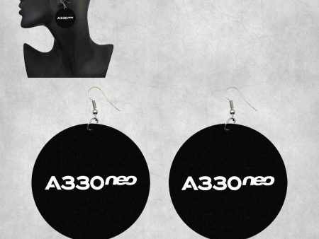 A330neo & Text Designed Wooden Drop Earrings Sale