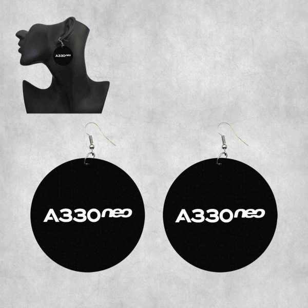 A330neo & Text Designed Wooden Drop Earrings Sale