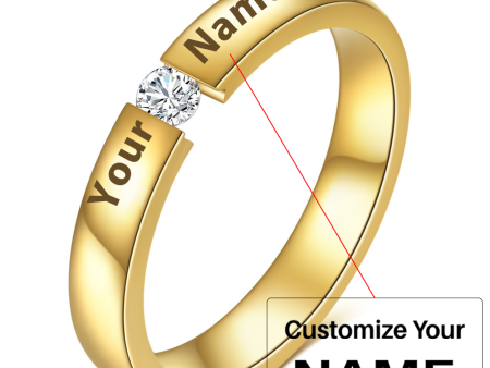 Your Custom Design & Image & Logo & Text Design  Simple And Stylish Smooth Diamond Studded Stainless Steel Ring Online Sale