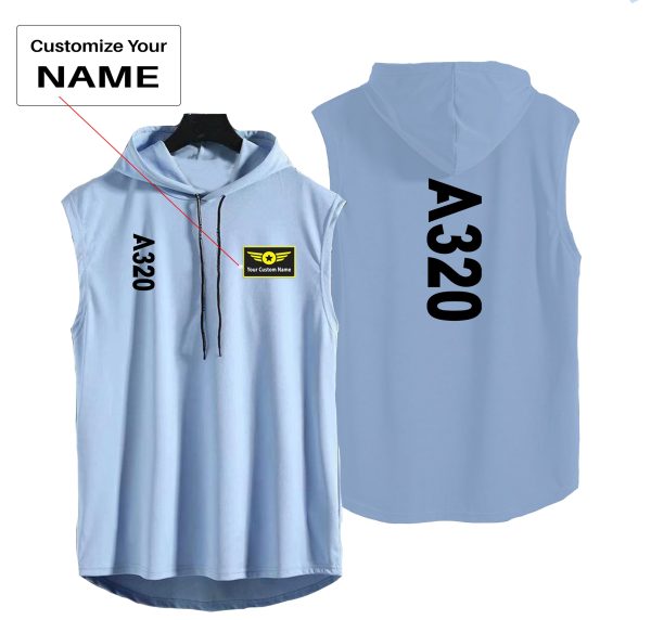 A320 Text Designed Hooded Tank Tops Cheap