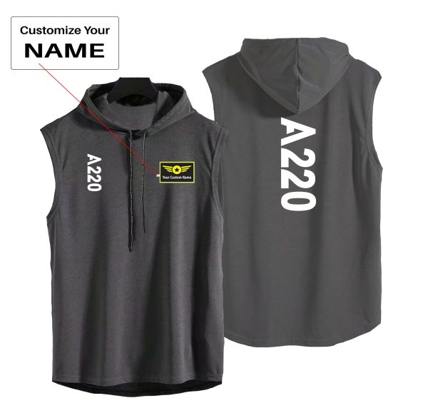 A220 Text Designed Hooded Tank Tops Online