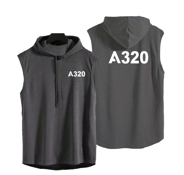 A320 Flat Text Designed Hooded Tank Tops Online Sale