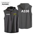 A330 Flat Text Designed Hooded Tank Tops Online now