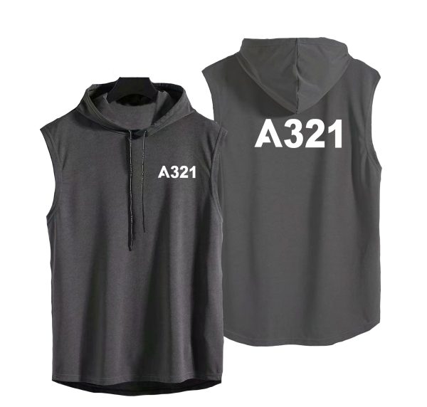 A321 Flat Text Designed Hooded Tank Tops For Cheap