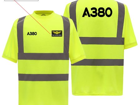 A380 Flat Text Designed Reflective T-Shirts Discount