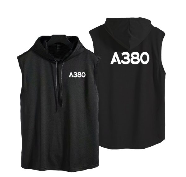 A380 Flat Text Designed Hooded Tank Tops Sale