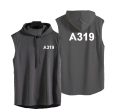 A319 Flat Text Designed Hooded Tank Tops Discount