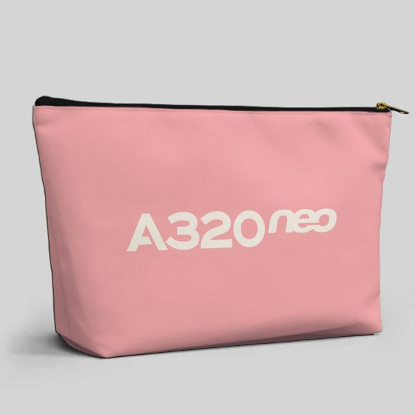 A320neo & Text Designed Zipper Pouch Online