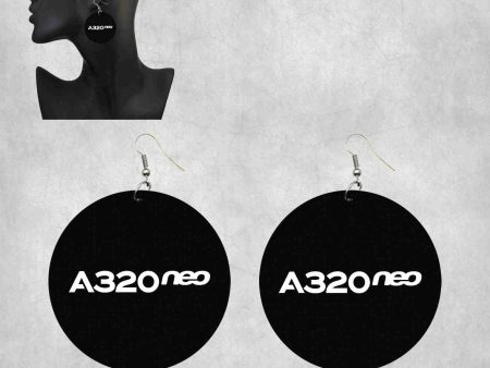 A320neo & Text Designed Wooden Drop Earrings Online Sale