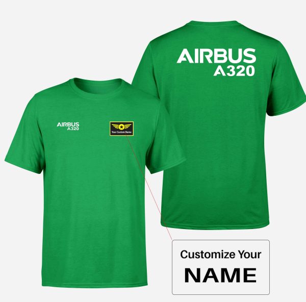 Airbus A320 & Text Designed Double-Side T-Shirts Cheap