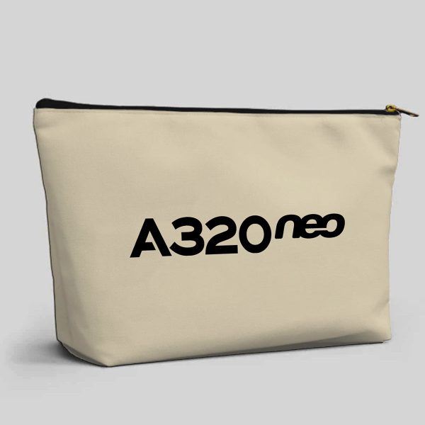 A320neo & Text Designed Zipper Pouch Online