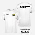 A321neo & Text Double-Side T-Shirts Fashion