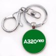 A320neo & Text Designed Circle Key Chains For Sale