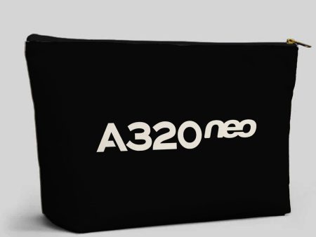 A320neo & Text Designed Zipper Pouch Online