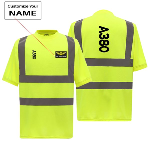 A380 Text Designed Reflective T-Shirts Hot on Sale