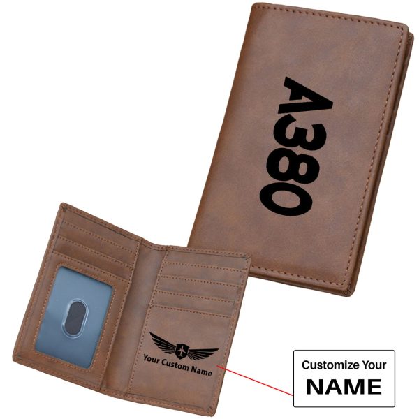 A380 Text Designed Leather Card Holder Wallets Online now