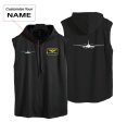 Airbus A330 Silhouette Designed Hooded Tank Tops Fashion