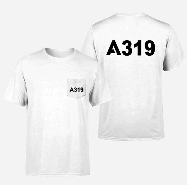 A319 Flat Text Designed Pocket T-Shirts For Discount