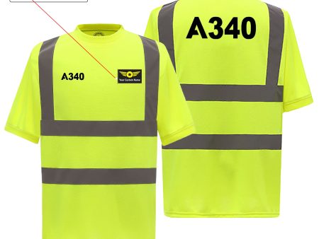 A340 Flat Text Designed Reflective T-Shirts Hot on Sale