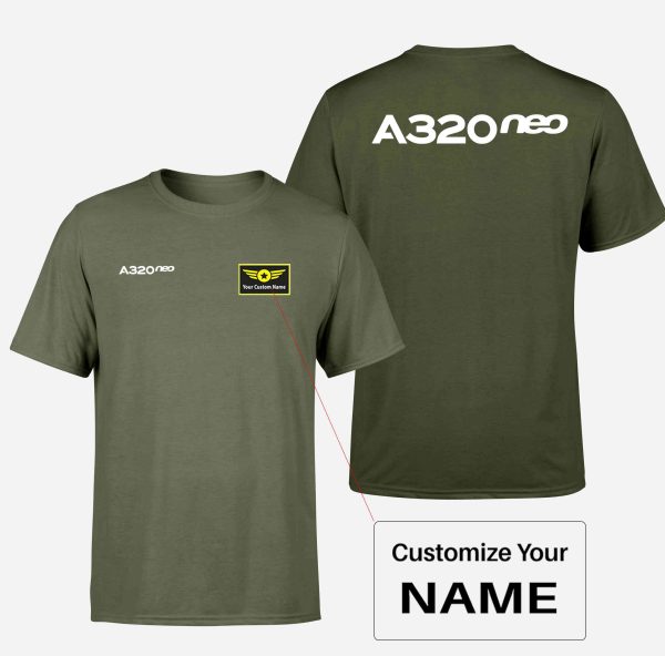 A320neo & Text Designed Double-Side T-Shirts For Sale