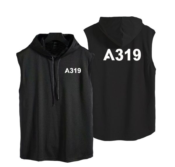 A319 Flat Text Designed Hooded Tank Tops Discount