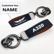 A320 Flat Text Design Horseshoe Buckle Key Chains Online