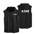 A340 Flat Text Designed Hooded Tank Tops Sale