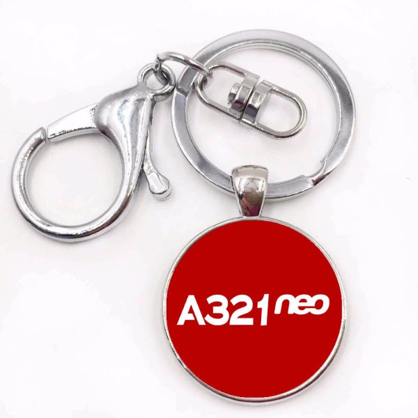 A321neo & Text Designed Circle Key Chains For Cheap