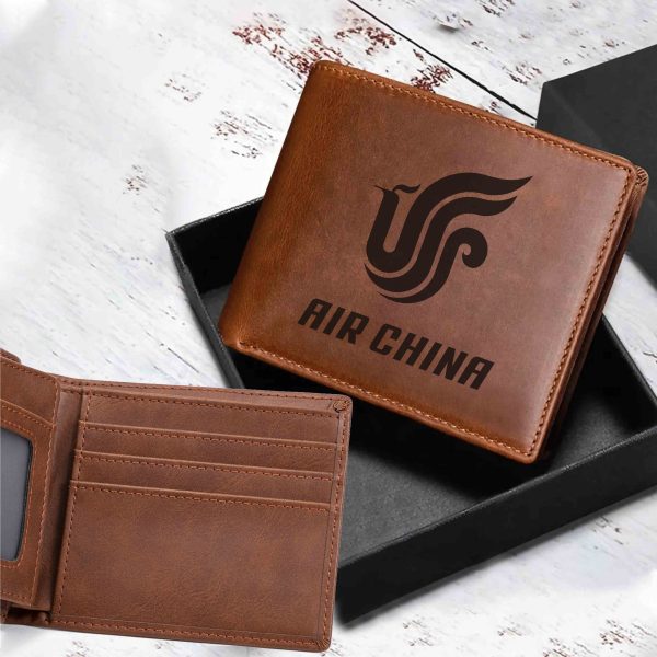 Air China Airlines Designed Laser Leather Wallets Discount