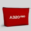 A320neo & Text Designed Zipper Pouch Online