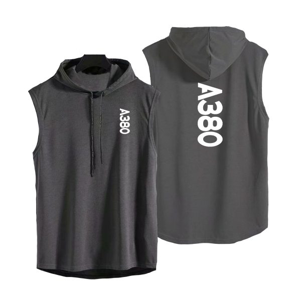 A380 Text Designed Hooded Tank Tops Discount