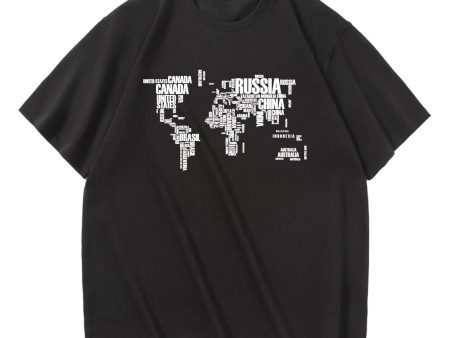 World Map (Text) Designed Relax Fit T-Shirts Online