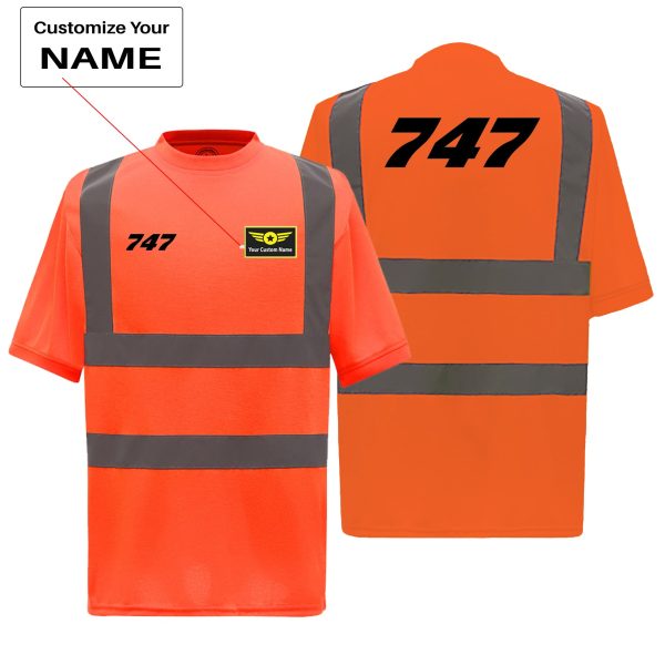 747 Flat Text Designed Reflective T-Shirts Cheap