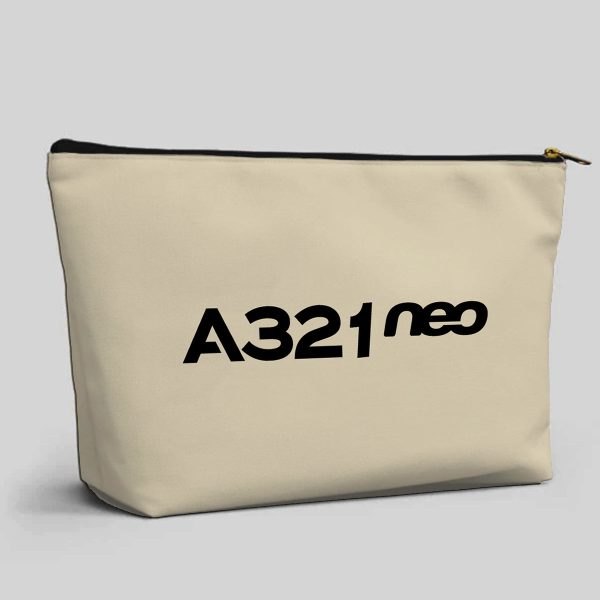 A321neo & Text Designed Zipper Pouch Cheap