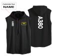 A380 Text Designed Hooded Tank Tops Discount