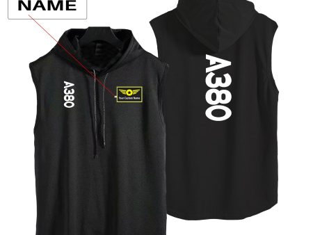 A380 Text Designed Hooded Tank Tops Discount