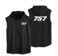 757 Flat Text Designed Hooded Tank Tops Discount