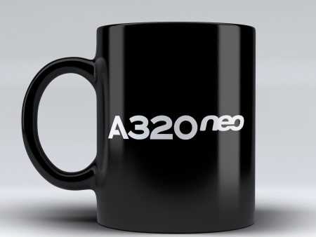 A320neo & Text Designed Black Mugs Cheap