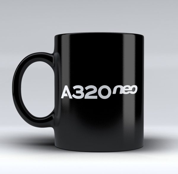 A320neo & Text Designed Black Mugs Cheap