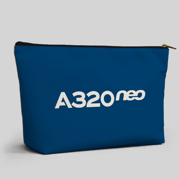 A320neo & Text Designed Zipper Pouch Online