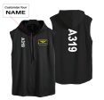 A319 Text Designed Hooded Tank Tops For Discount