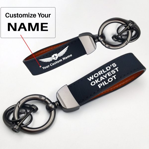 World s Okayest Pilot Design Horseshoe Buckle Key Chains Cheap