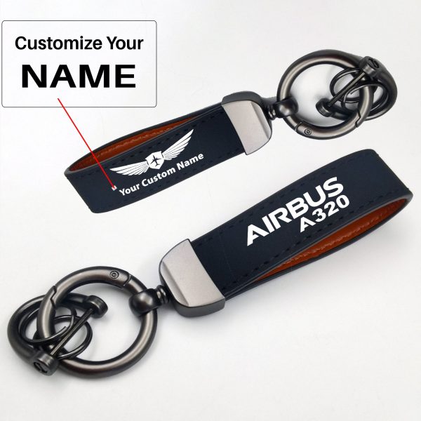 Airbus A320 & Text Design Horseshoe Buckle Key Chains Supply