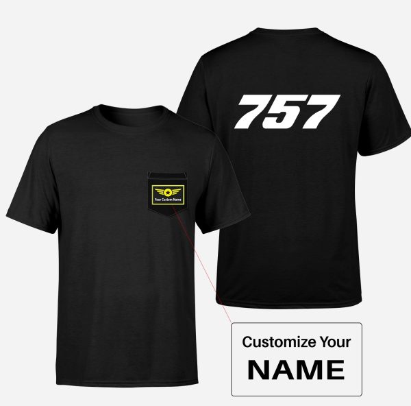 757 Flat Text Designed Pocket T-Shirts Online Sale