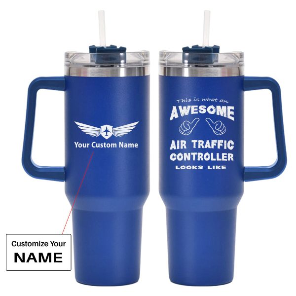 Air Traffic Controller Designed 40oz Stainless Steel Car Mug With Holder on Sale