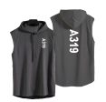 A319 Text Designed Hooded Tank Tops For Discount