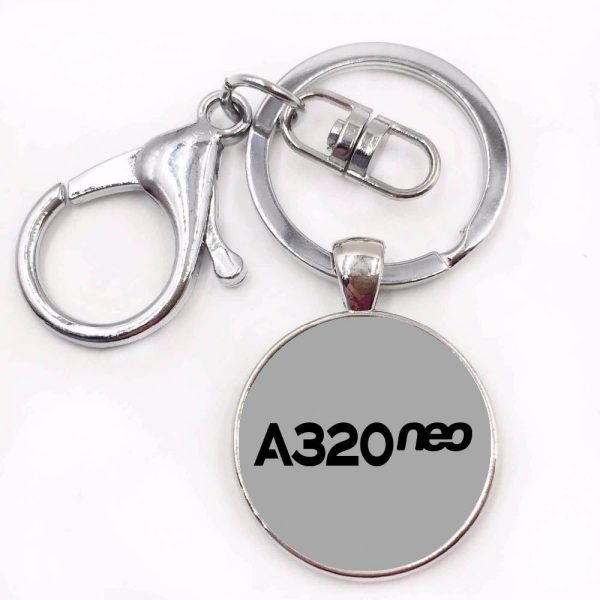 A320neo & Text Designed Circle Key Chains For Sale