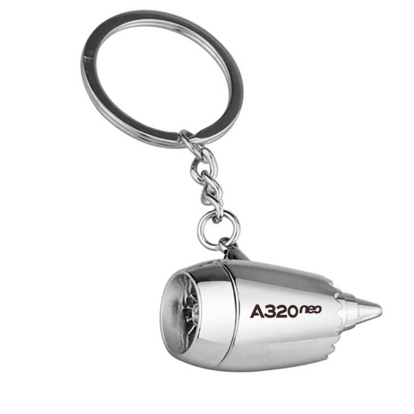 A320neo & Text Designed Airplane Jet Engine Shaped Key Chain For Sale