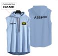 A321neo & Text Designed Hooded Tank Tops For Cheap