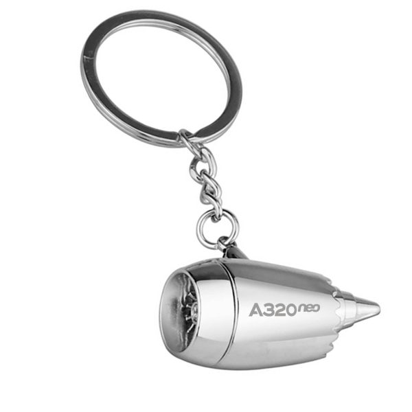 A320neo & Text Designed Airplane Jet Engine Shaped Key Chain For Sale